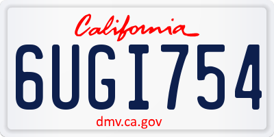 CA license plate 6UGI754