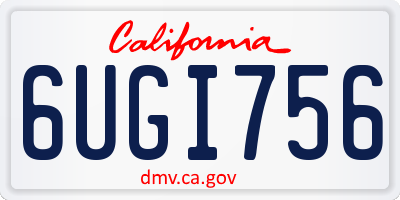 CA license plate 6UGI756