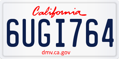 CA license plate 6UGI764