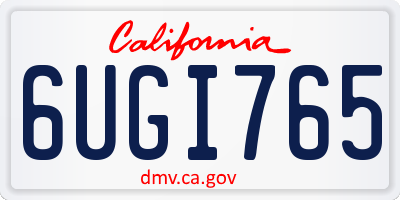 CA license plate 6UGI765
