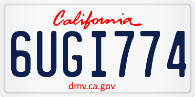 CA license plate 6UGI774