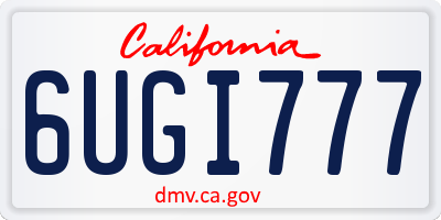 CA license plate 6UGI777