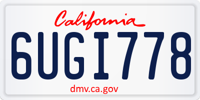 CA license plate 6UGI778
