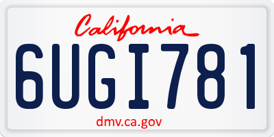CA license plate 6UGI781