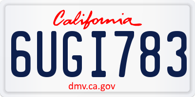 CA license plate 6UGI783