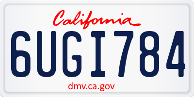 CA license plate 6UGI784