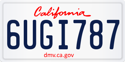 CA license plate 6UGI787