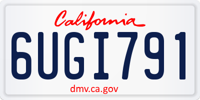 CA license plate 6UGI791