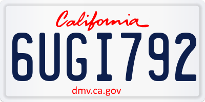 CA license plate 6UGI792