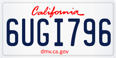 CA license plate 6UGI796