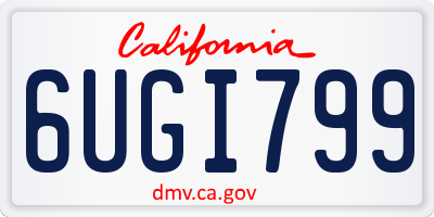 CA license plate 6UGI799