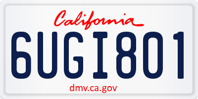 CA license plate 6UGI801