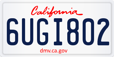 CA license plate 6UGI802