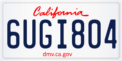 CA license plate 6UGI804