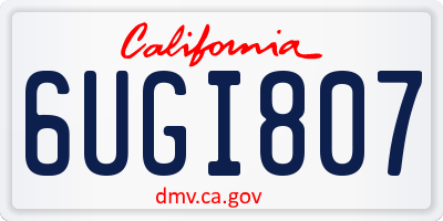 CA license plate 6UGI807