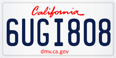 CA license plate 6UGI808