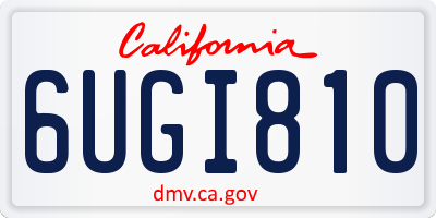 CA license plate 6UGI810