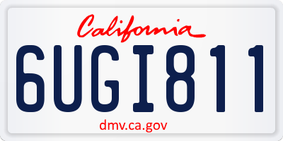CA license plate 6UGI811