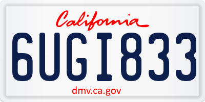 CA license plate 6UGI833