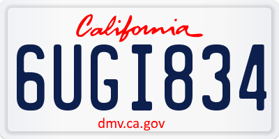 CA license plate 6UGI834