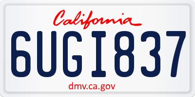 CA license plate 6UGI837