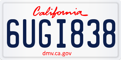 CA license plate 6UGI838