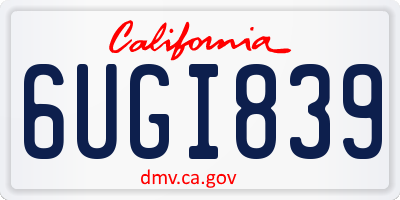 CA license plate 6UGI839