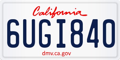 CA license plate 6UGI840