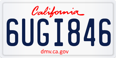 CA license plate 6UGI846