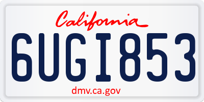 CA license plate 6UGI853