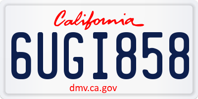 CA license plate 6UGI858
