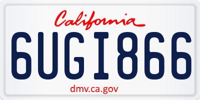 CA license plate 6UGI866