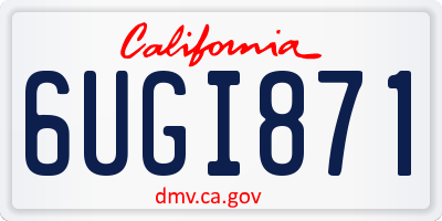 CA license plate 6UGI871