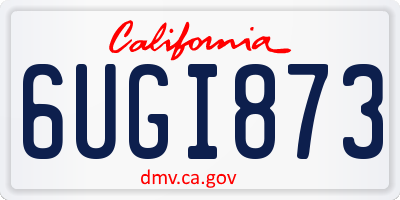 CA license plate 6UGI873
