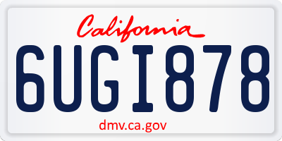 CA license plate 6UGI878