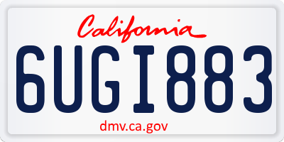 CA license plate 6UGI883