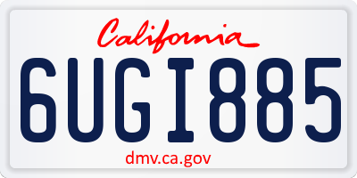 CA license plate 6UGI885