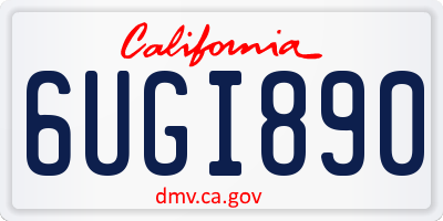 CA license plate 6UGI890