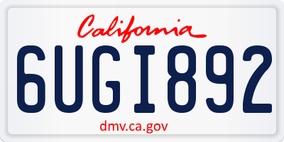 CA license plate 6UGI892