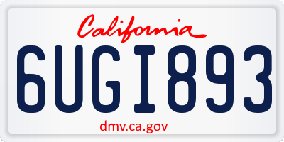 CA license plate 6UGI893