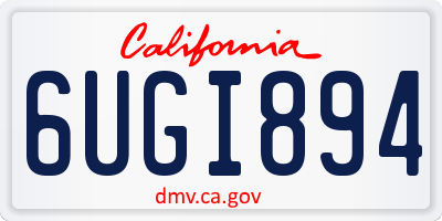 CA license plate 6UGI894