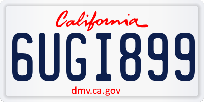 CA license plate 6UGI899