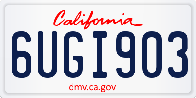 CA license plate 6UGI903