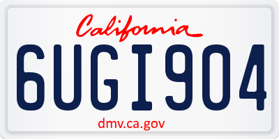 CA license plate 6UGI904