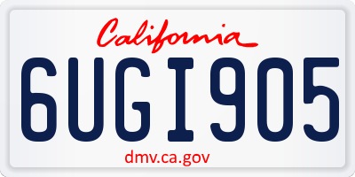 CA license plate 6UGI905