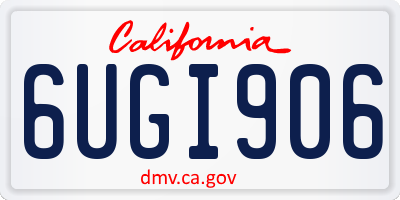 CA license plate 6UGI906