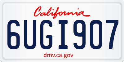 CA license plate 6UGI907