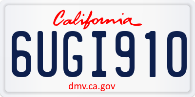 CA license plate 6UGI910