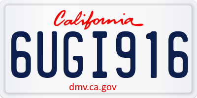 CA license plate 6UGI916