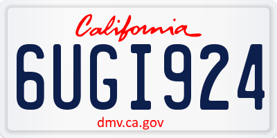 CA license plate 6UGI924